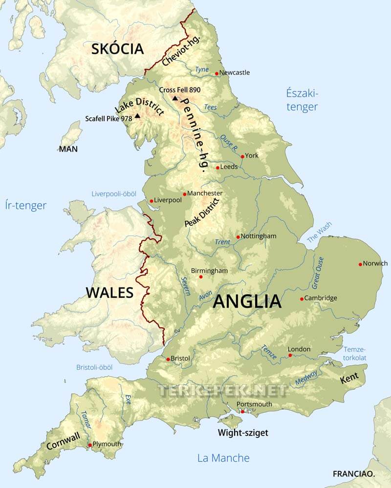 Anglia térkép